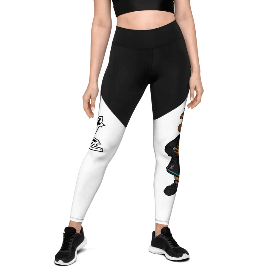 Standing Girl Bear Black and White Leggings product image (3)