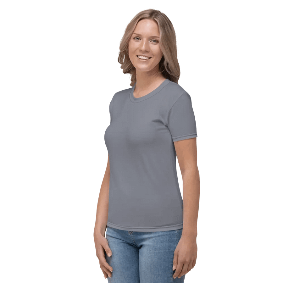 Plain Cool Medium Gray Light Summer Women's Crewneck Polyester Heavyweight Premium T-Shirt by Treasure Pie product image (3)