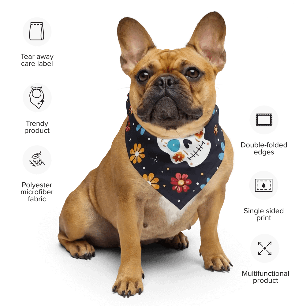 Sugar Skull Flowers Navy Bandana product image (8)