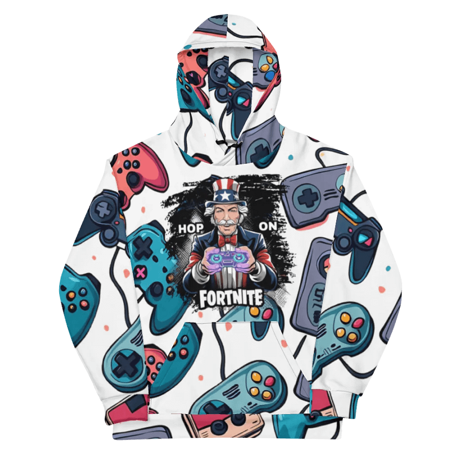 Hop On Fortnite Patriotic Gamer Custom All-Over Hoodie product image (11)