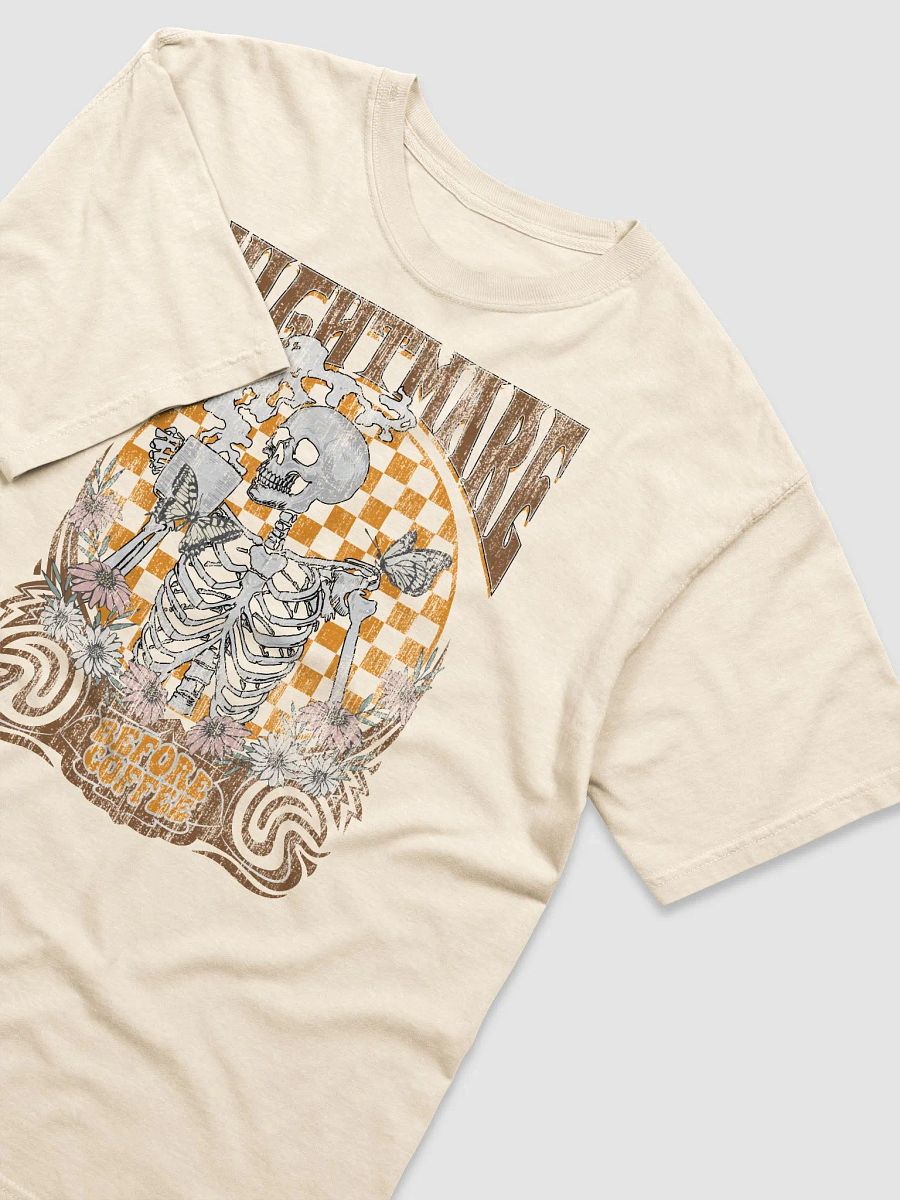 Nightmare Before Coffee Skeleton Drinking Coffee(2) T-Shirt | Funny Fall and Halloween Skeleton Design for Coffee Lovers product image (15)