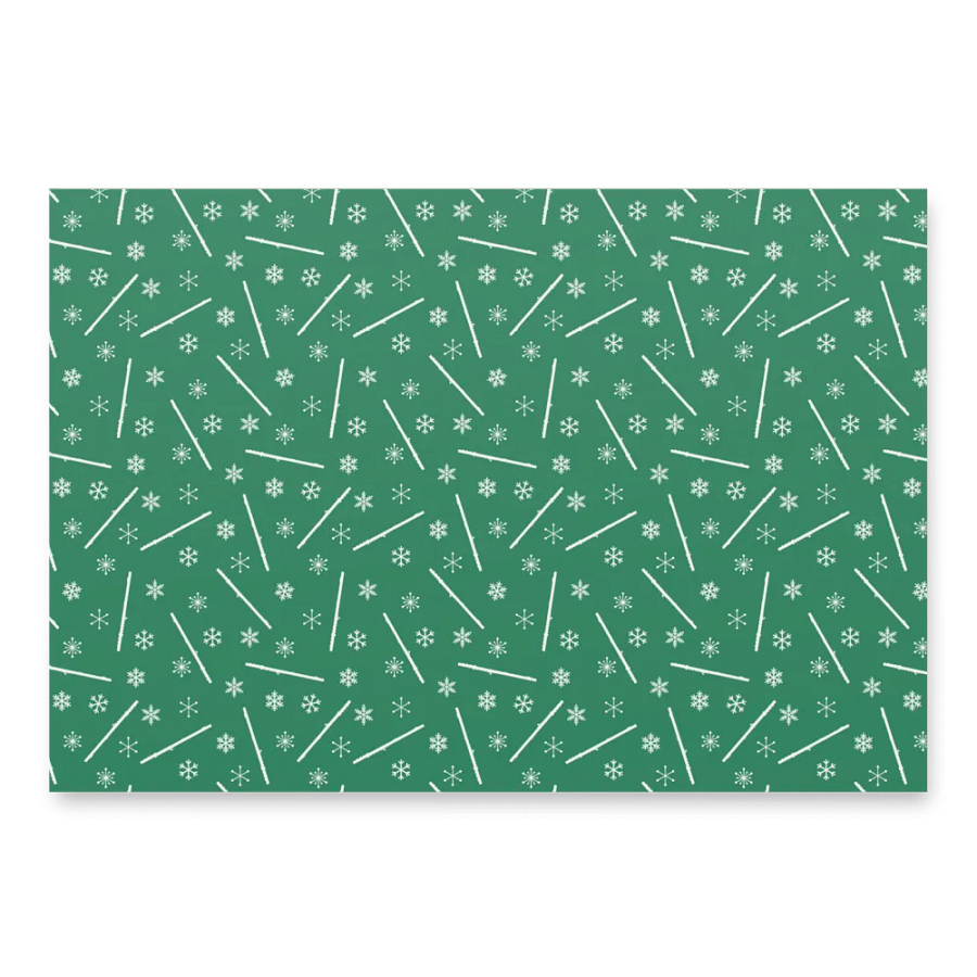 Flutes and Snowflakes - C Flute - Green Gift Wrap Paper product image (6)