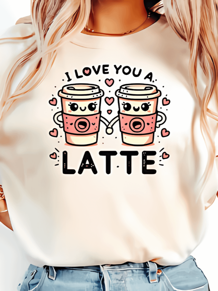Retro Latte & Donut Valentine Sublimation Design – cute coffee lover graphic, 300 DPI PNG, instant digital download product image (1)