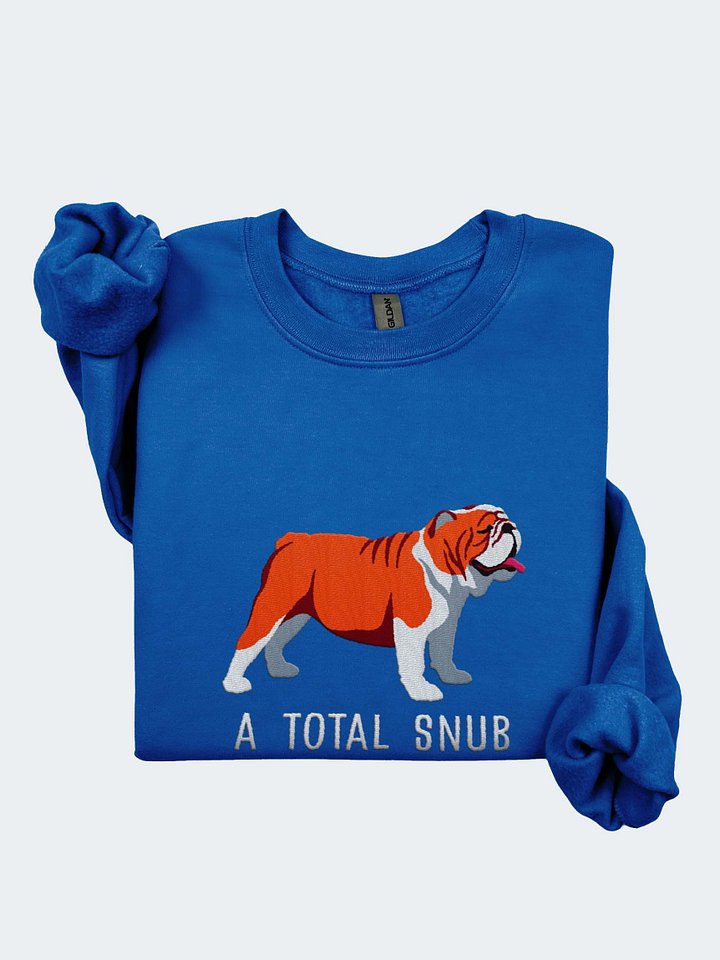 A Total Snub Sweatshirt (Embroidered) of an English Bulldog(Red & White) product image (1)