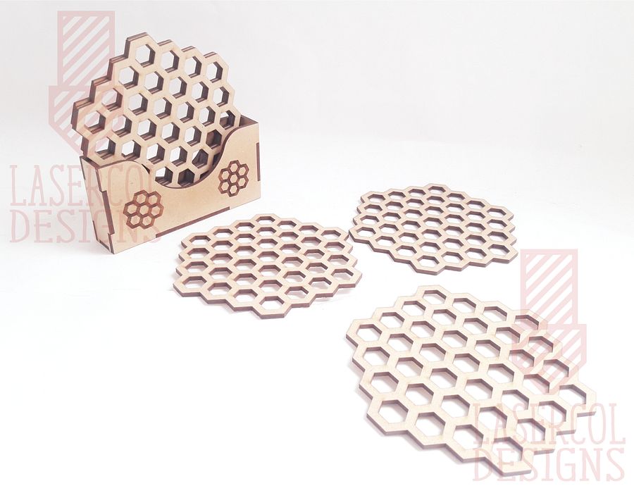Honeycomb Coasters (6) Set 3 - Laser Cut Files product image (7)