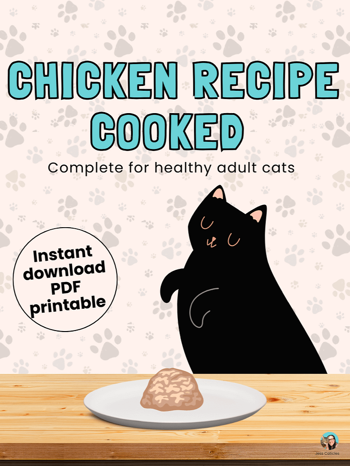 Cooked chicken cat food recipe ~ 1 recipe for adult cats product image (1)