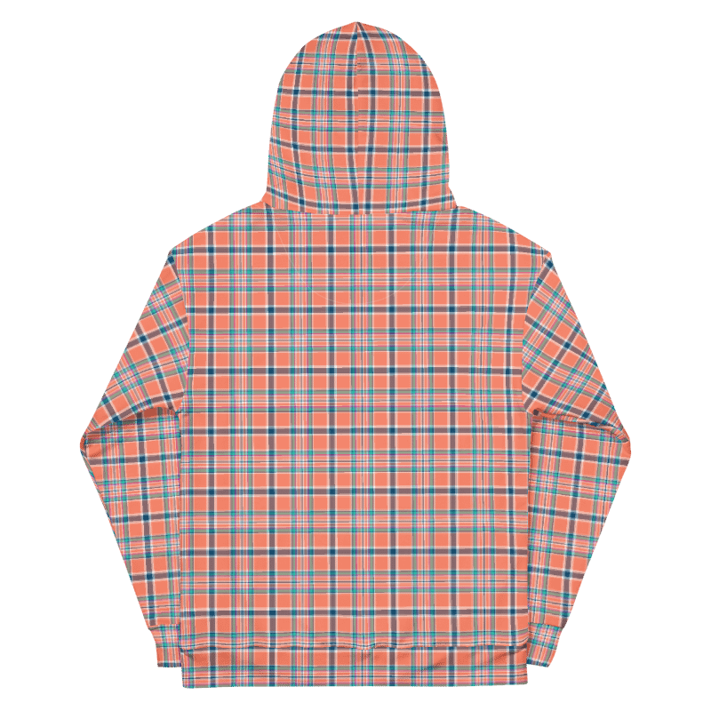 Orange Coral and Blue Plaid Hoodie product image (7)