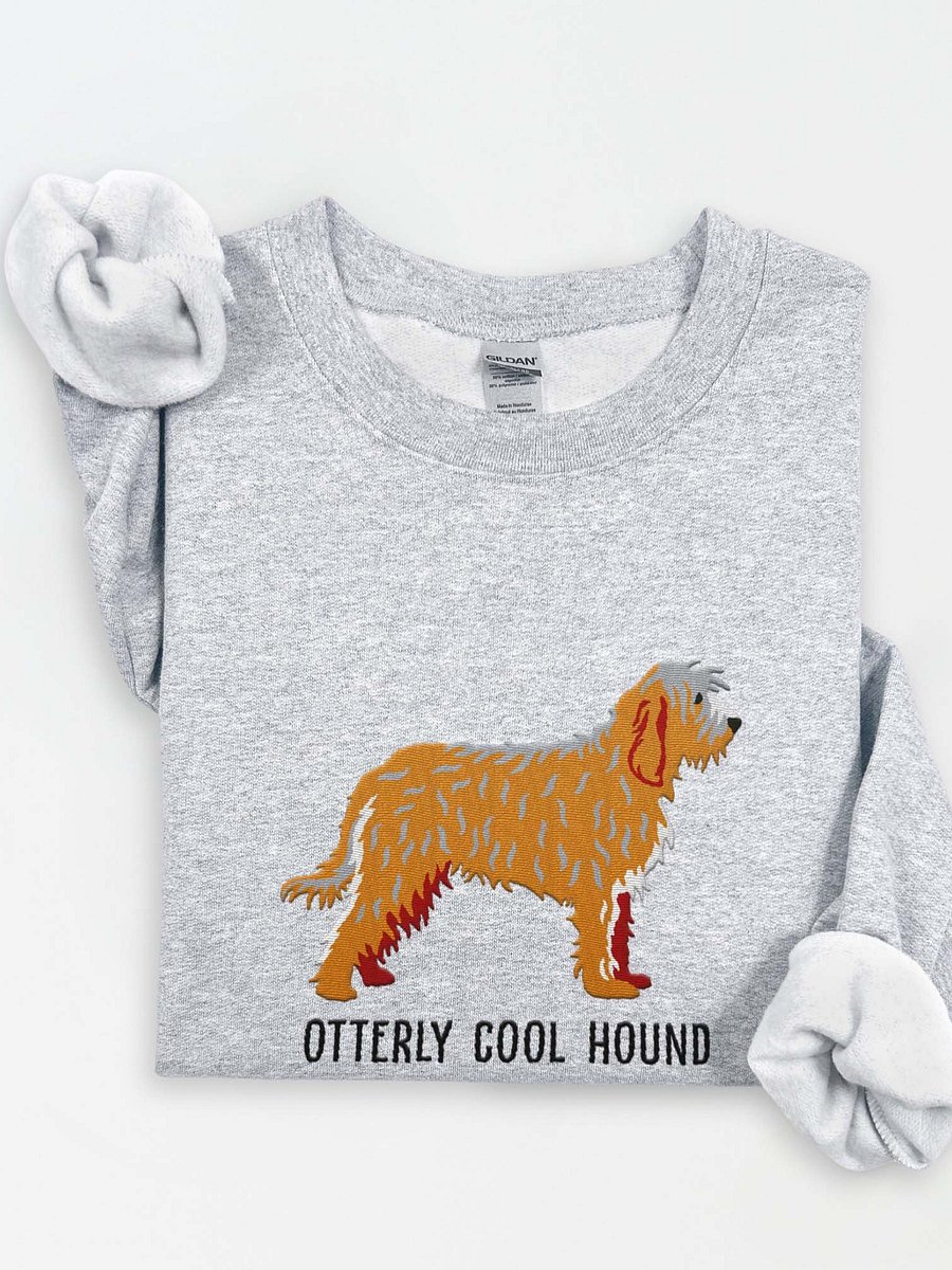 Otterly Cool Hound Sweatshirt (Embroidered) of an Otterhound(Wheaten) product image (1)