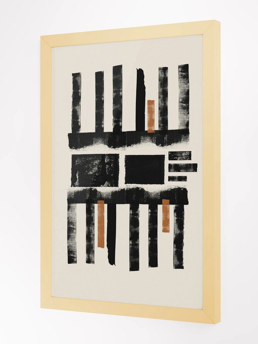 Rustic Grid Framed Matte Art Print | Minimalist Geometric Wall Art | Warm Neutral Tones for Contemporary Spaces product image (3)