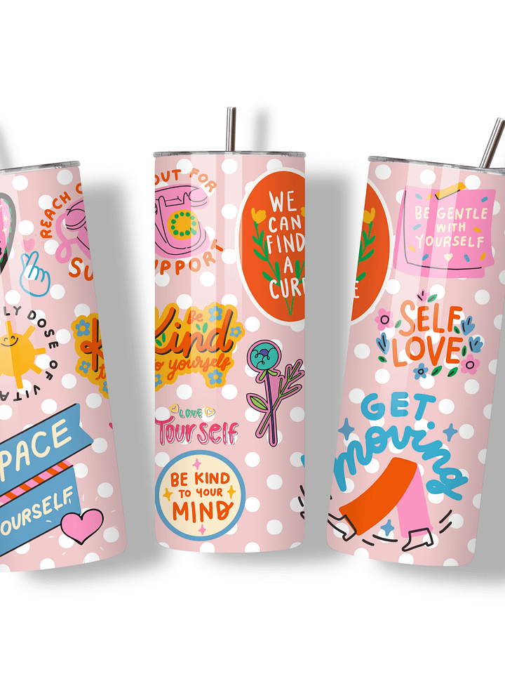Inspirational Quotes 20oz Skinny Tumbler, Motivational Design, Double-Walled Insulated Stainless Steel, Metal Straw, Gift for Women, Teens, and Positivity product image (2)