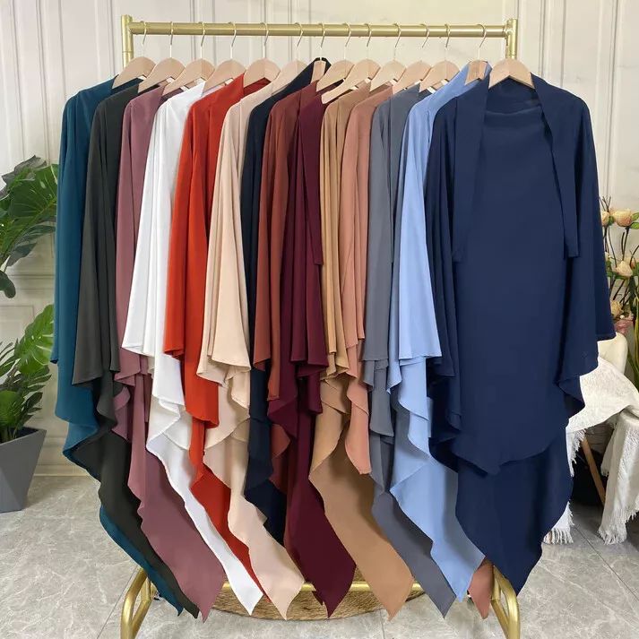 Single Layer Triangular Diamond Instant Khimar-Hijab-Jilbab Tie Back White Color product image (2)