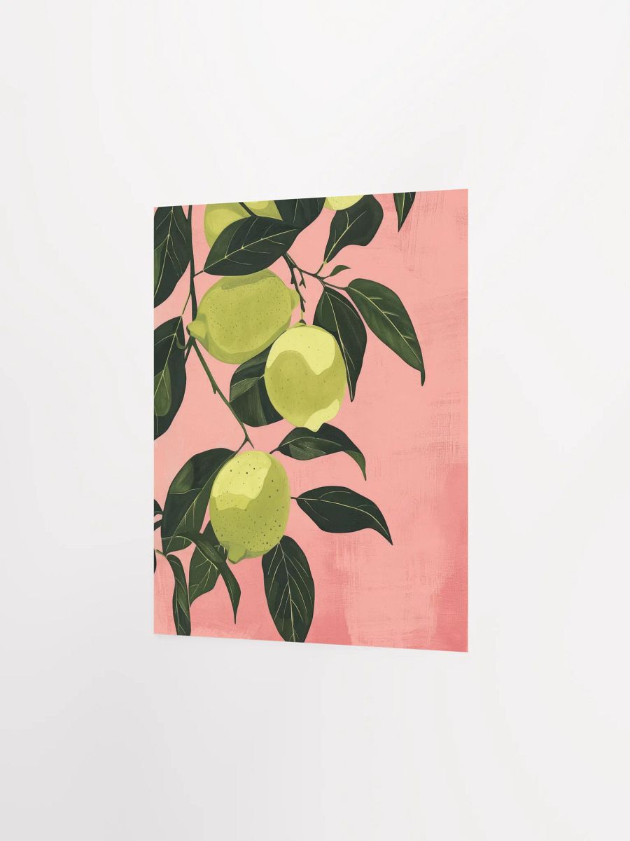 Lime Lemons on Pink Pastel Kitchen Wall Art Print product image (26)