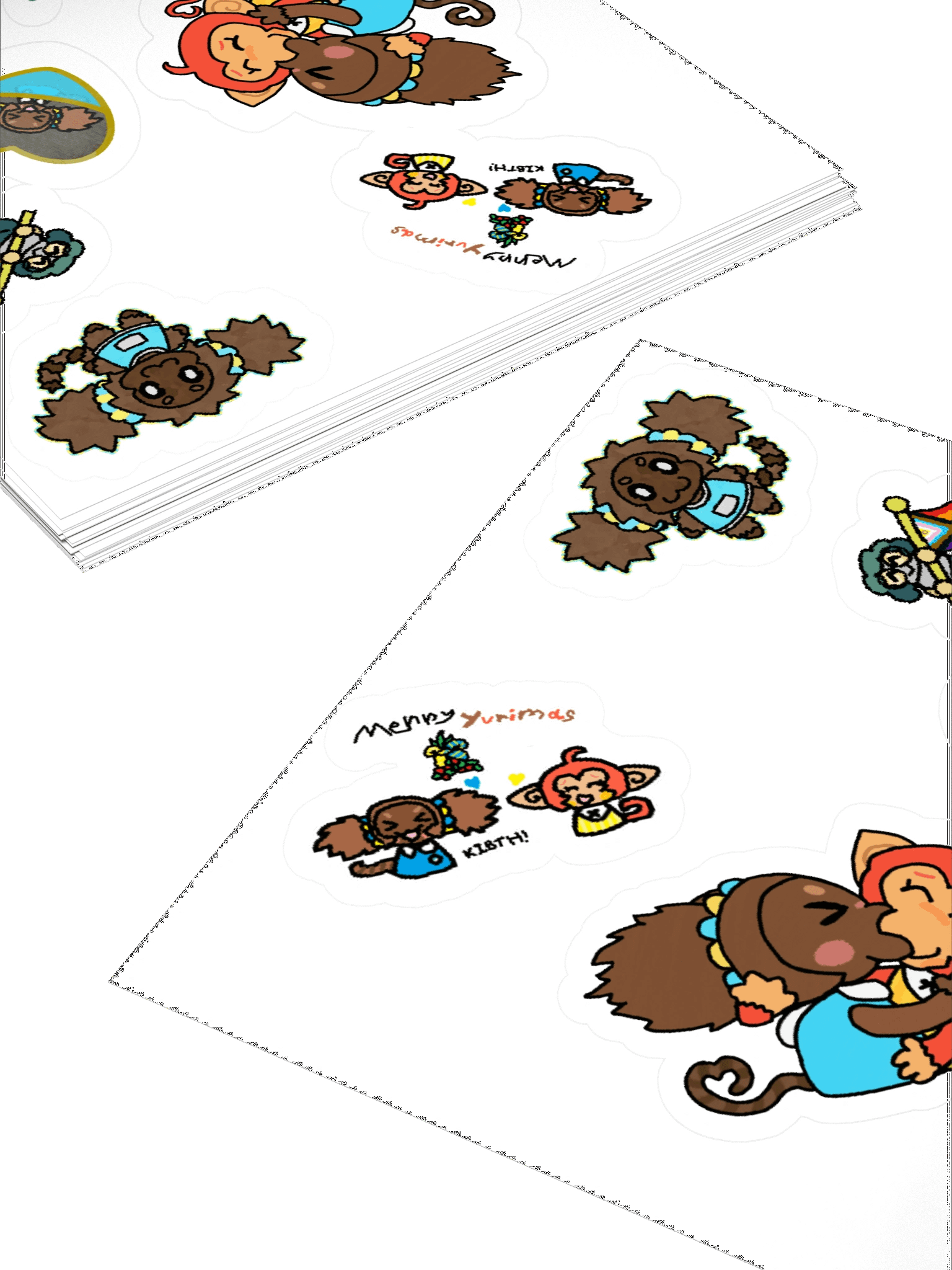 SILLY MONKEY YURI STICKERSHEET!! product image (7)