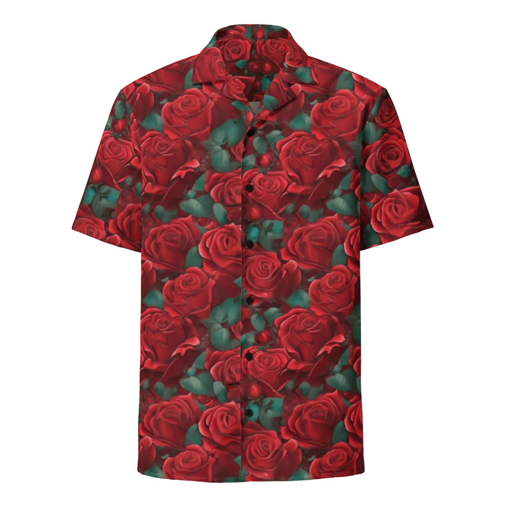 Floral Pattern Red Rose Flowers Hawaiian Shirt product image (1)