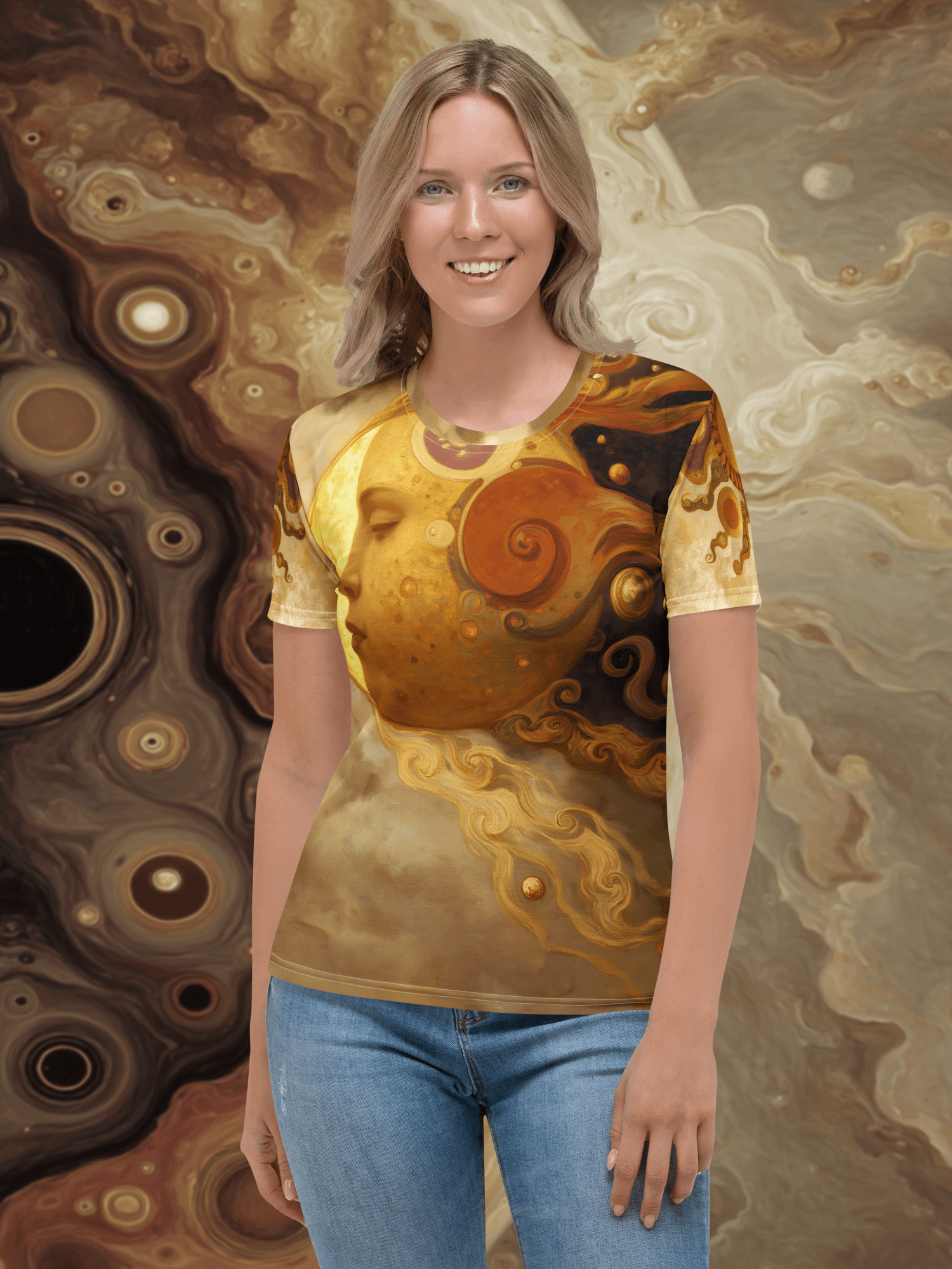 Celestial Reverie – Sun & Moon Goddess All-Over Print Women's T-Shirt product image (1)