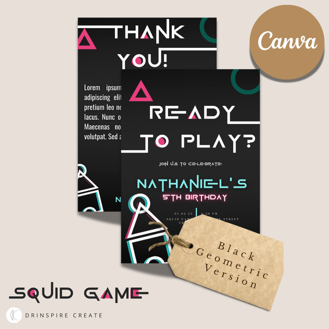 Squid Game-Inspired Party Template - Black Geometric Version product image (1)