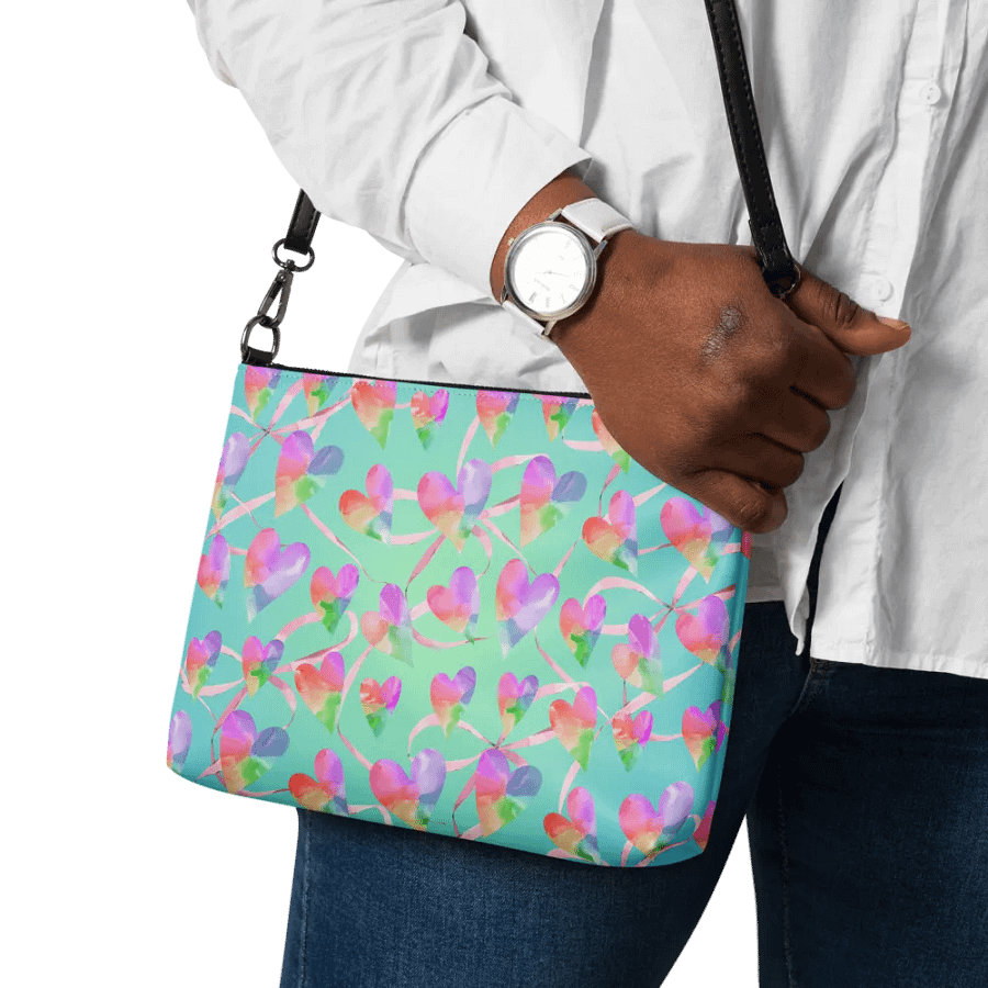 Whimsical Hearts All-Over Print Crossbody Bag for creative ladies and girls product image (11)