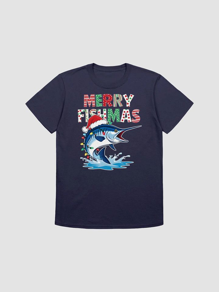 Merry Fishmas Marlin Fishing Tee with Christmas Lights shirt product image (1)