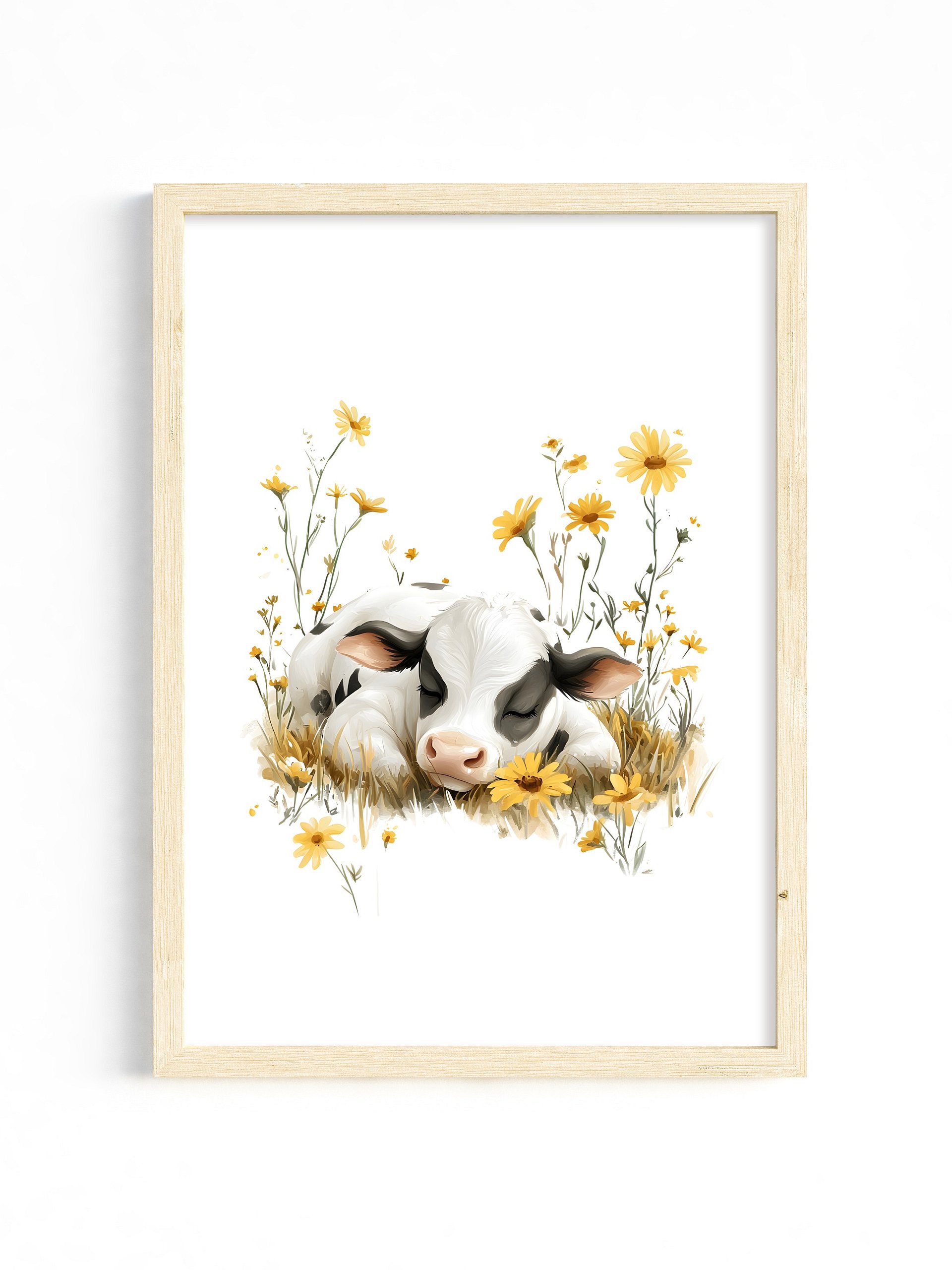 Holstein Cow Yellow Wildflower Nursery Print product image (33)