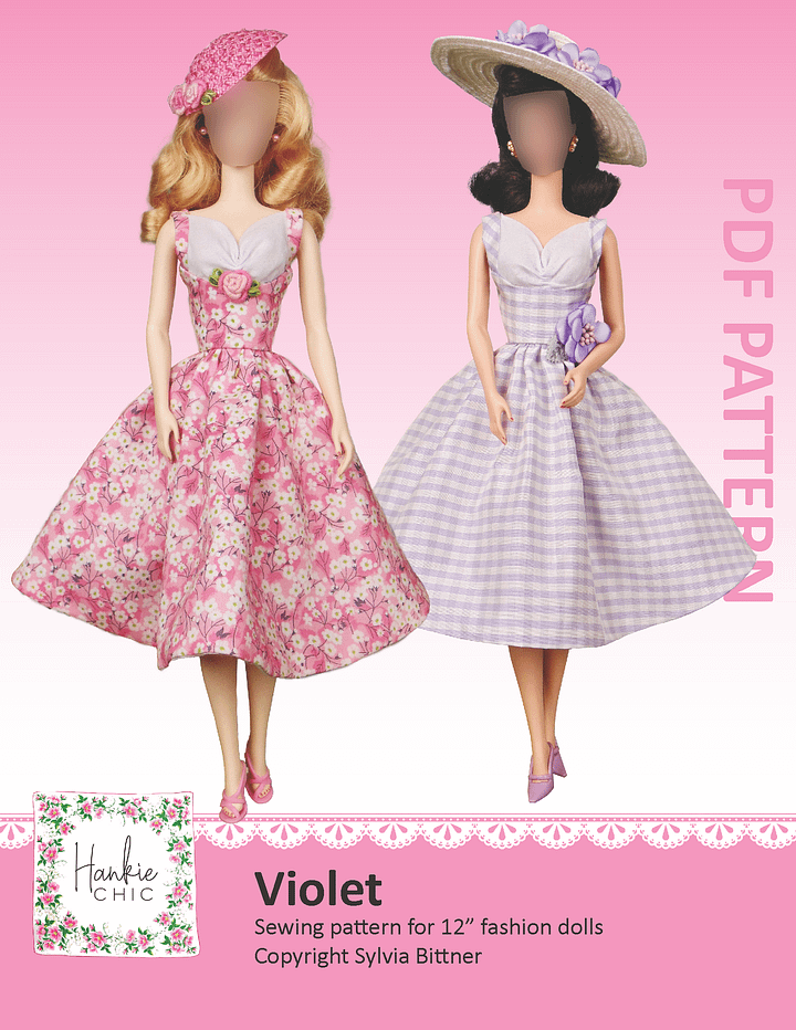 Violet sewing pattern for 12" fashion dolls product image (1)