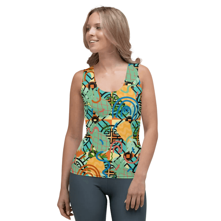 Yadit Abstract Collection in Green and Blue-All Over Print Women's Tank Top product image (1)