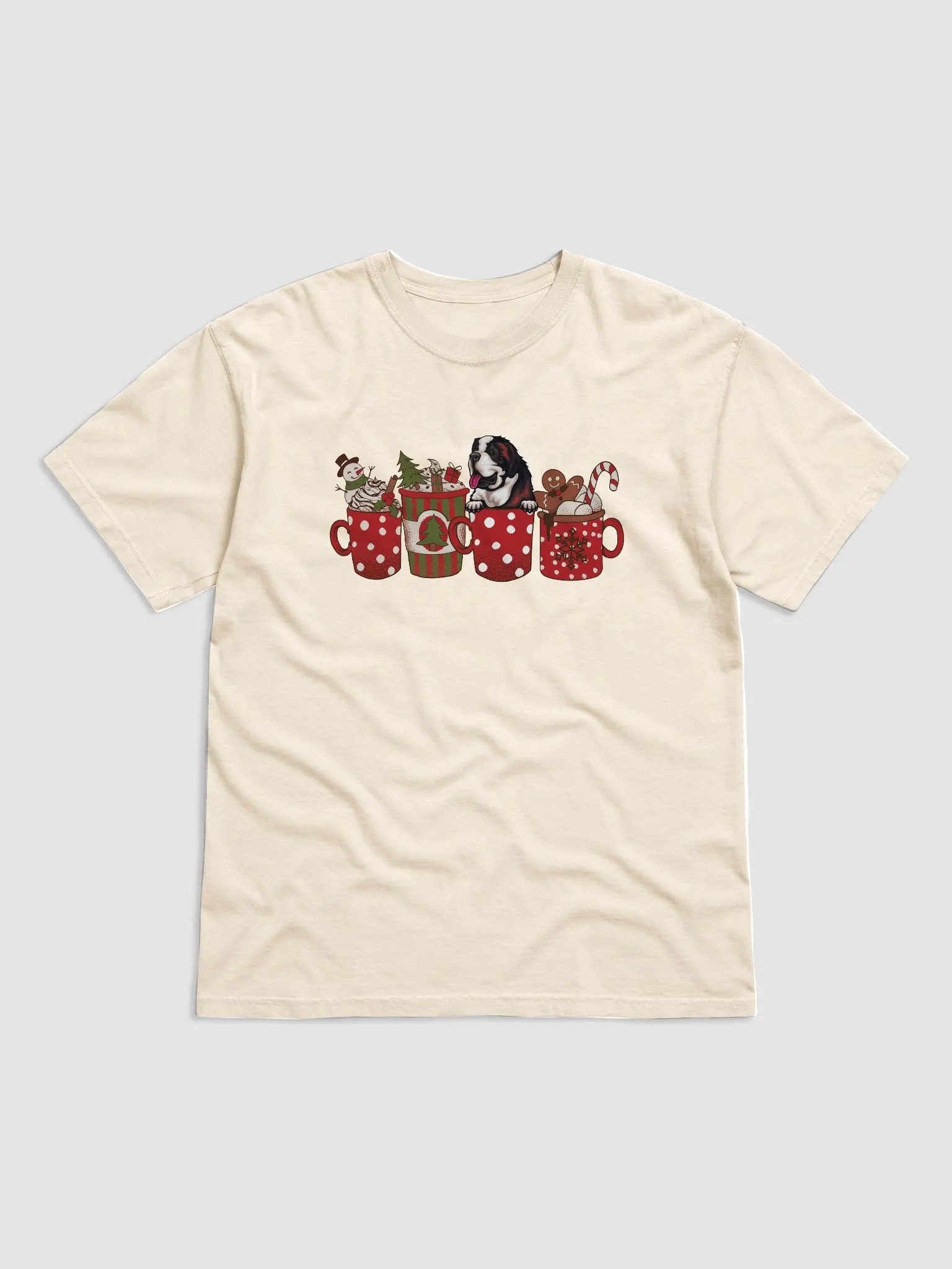 Cute Saint Bernard in a Christmas Cup T-Shirt | Funny Christmas Pup in a Cup product image (14)