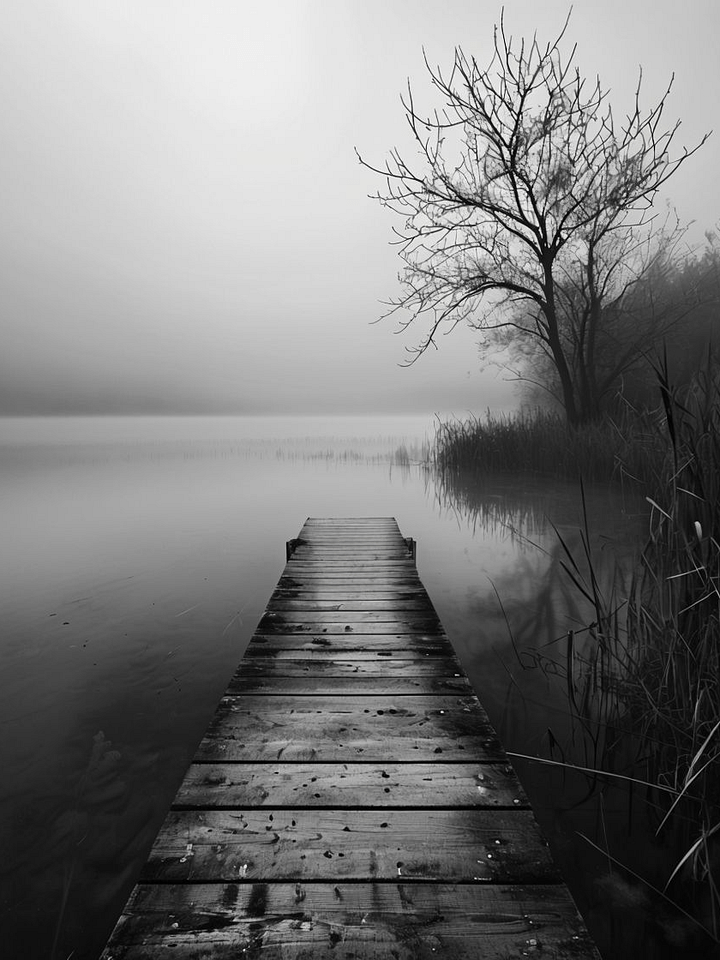 Tranquil Misty Lakeside Framed Poster product image (1)