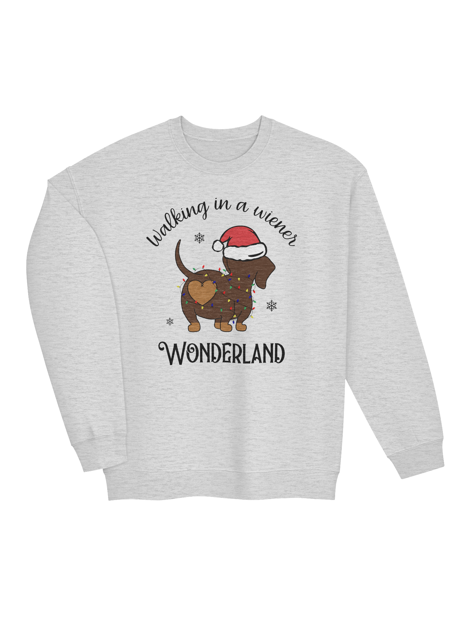 Walking In A Weiner Wonderland Sweatshirt – Cute Santa Hat Wiener Dog product image (2)