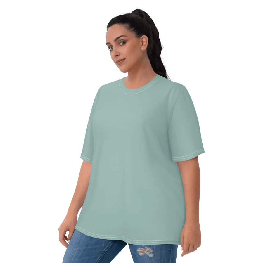 Plain Light Teal Green Soft Summer Women's Crewneck Polyester Heavyweight Premium T-Shirt by Treasure Pie product image (6)
