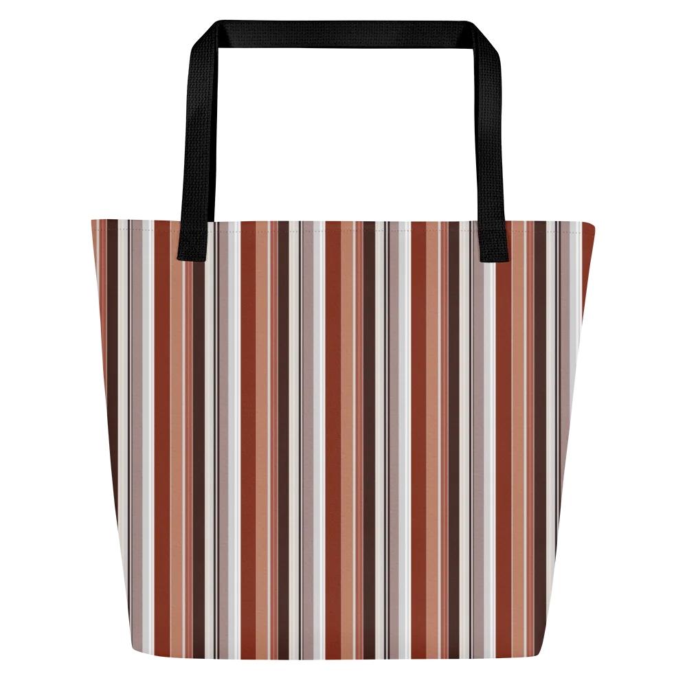 Fall Leaves Stripes Autumn Color – All-Over Print Large Tote Bag with Pocket product image (4)