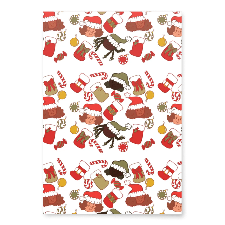 Black Girl Christmas Wrapping Paper 3 Sheets Size: 28.75″ × 19.75″ product image (1)