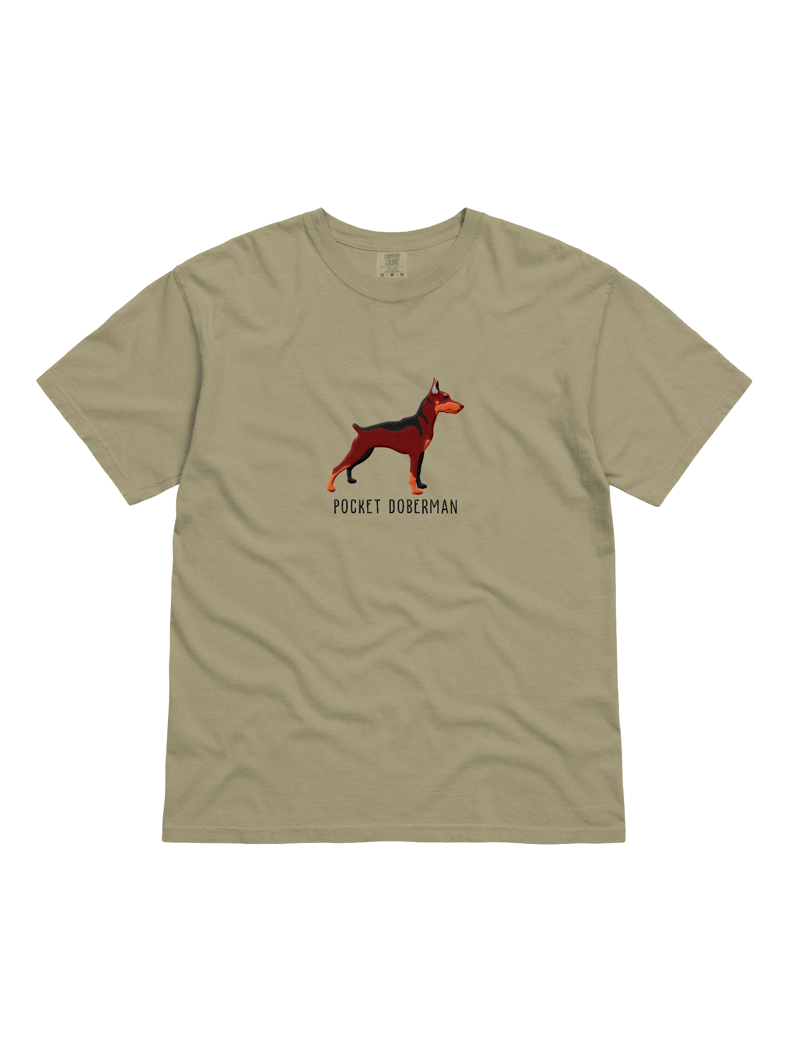 Pocket Doberman T-Shirt(Embroidered) of a Miniature Pinscher(Red & Tan) product image (4)
