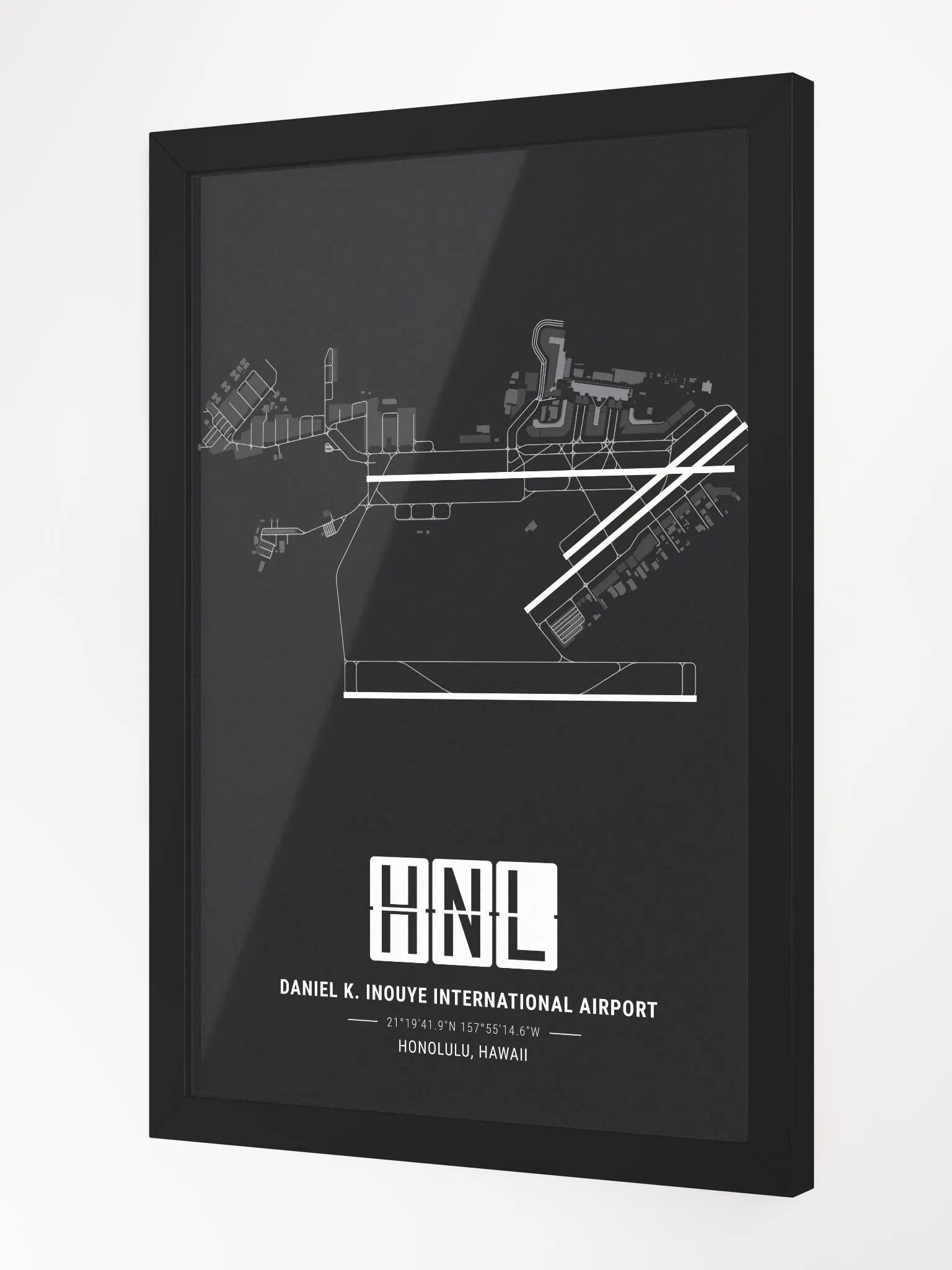 Framed Airport HNL Premium Map On Matt Paper product image (2)