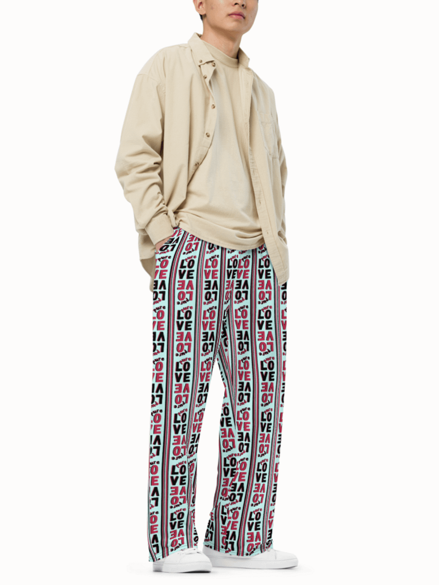 Pure Love Stripes on light green - Unisex Wide-Leg Pants product image (3)