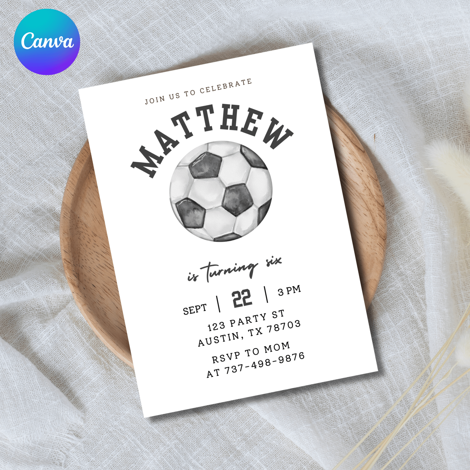 Soccer Birthday Invitation Template – Canva Editable Sports Birthday Invite product image (1)