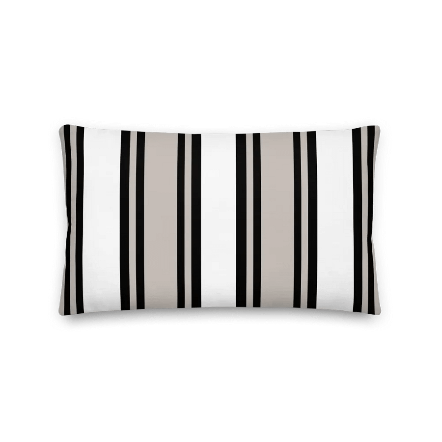 Chic Striped BLACK BEIGE Premium Pillow - Kissen gestreift Schwarz Beige product image (1)