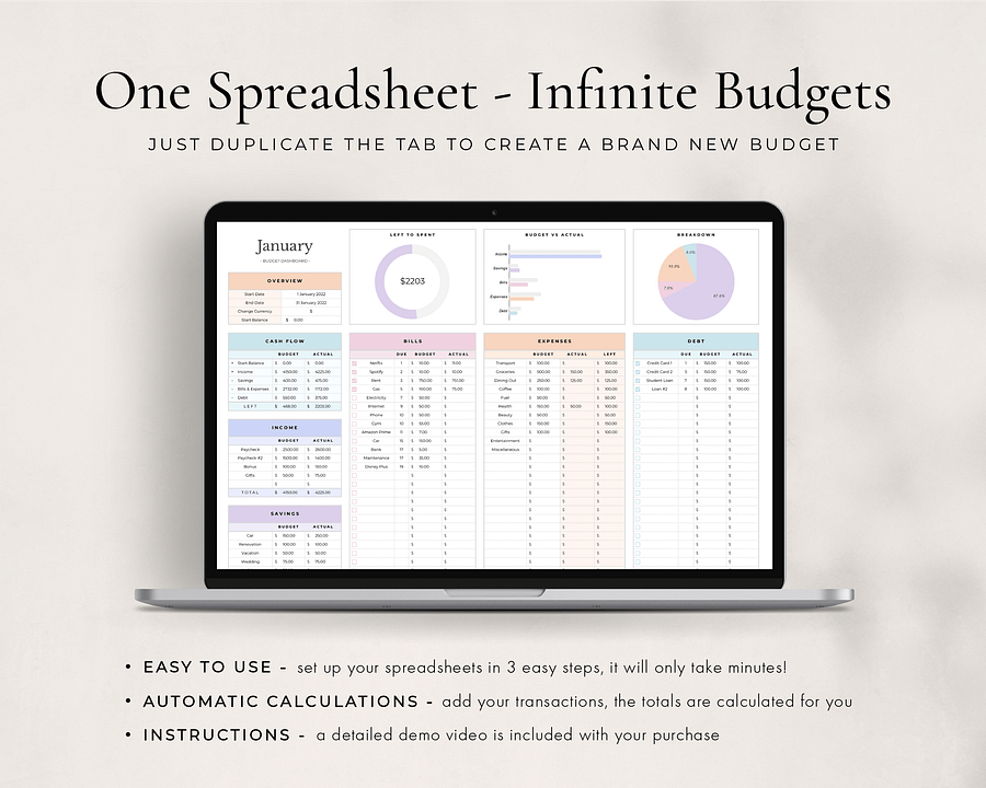 Simple Budget + Planner Spreadsheet for Google Sheets product image (10)