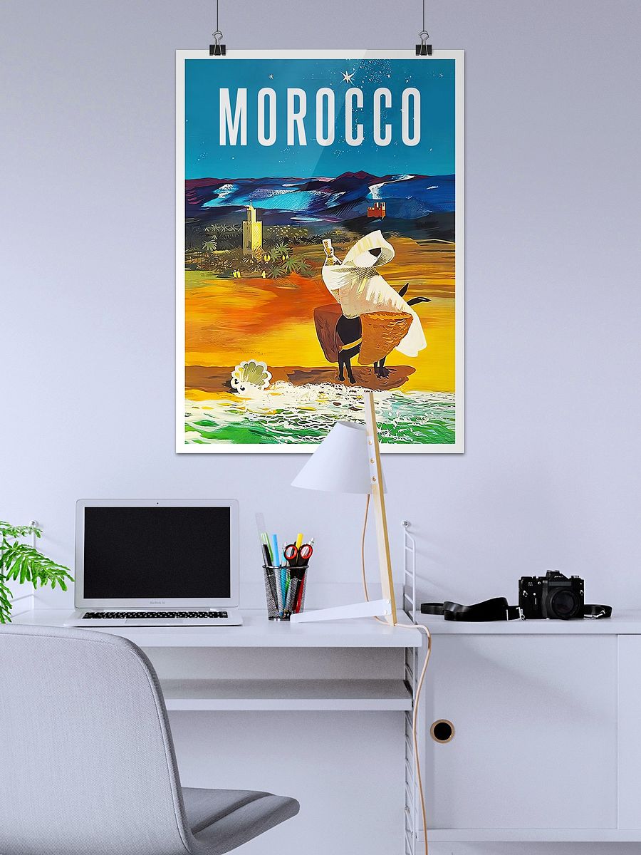 Morocco, Africa, 1960 — retro vintage travel poster product image (2)