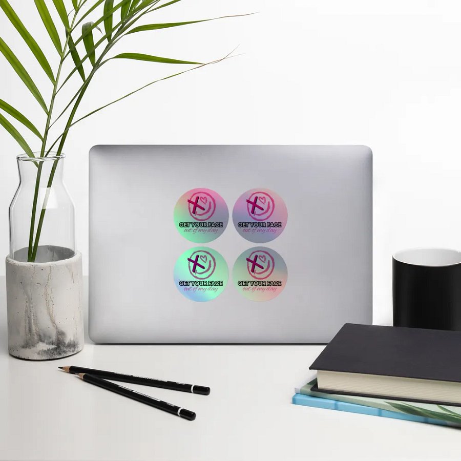 Cafe Collection: Get Your Face Out of My Day 4 pk holographic stickers product image (10)