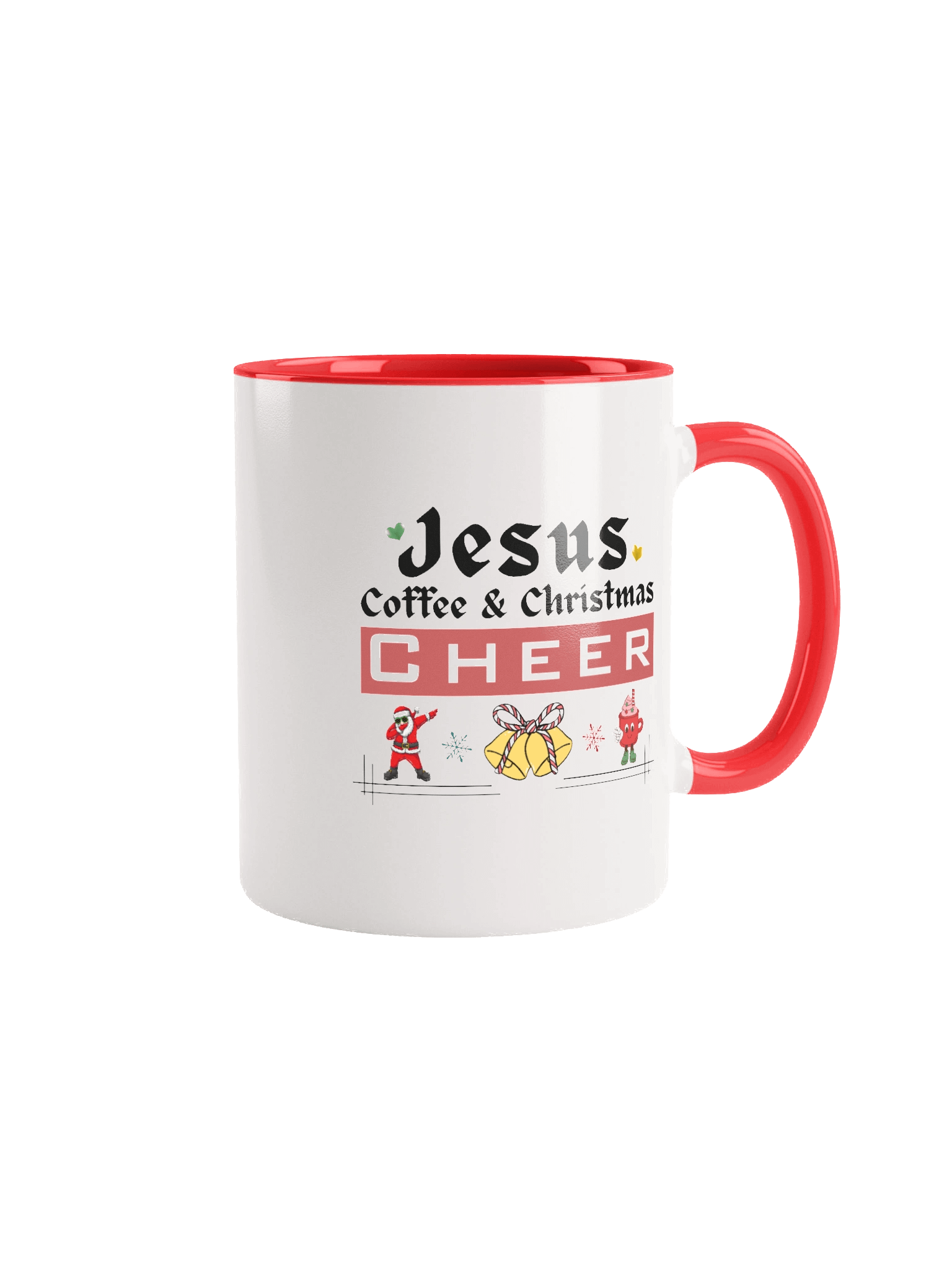 Jesus, Coffee, & Christmas Cheer! Two-Tone Mug | Christian Christmas Mug with Red Accent | Holiday Gift for Believers & Moms product image (4)