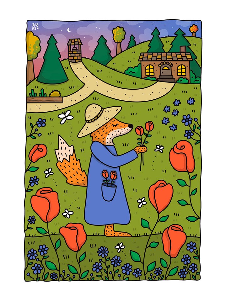Cottagecore Fox Coloring Page - Digital Download product image (2)