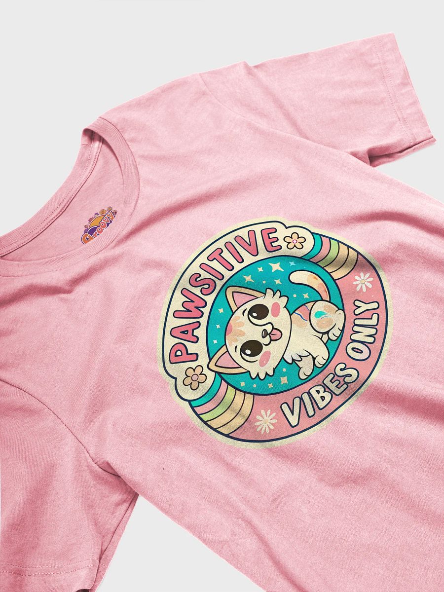 Pawsitive Vibes Cartoon Cat T-Shirt product image (2)
