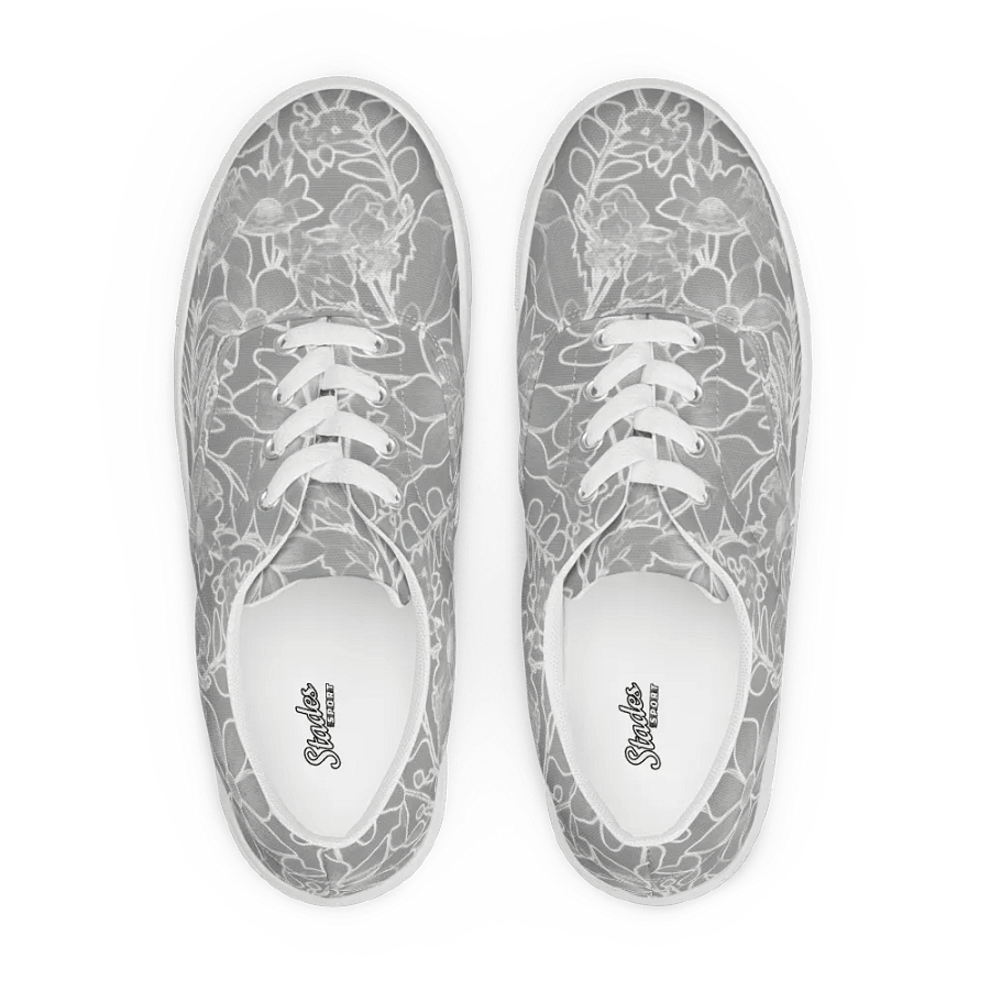 Line art Gray and White Floral/Women's Lace-Up Canvas Shoes by Allcolor product image (7)