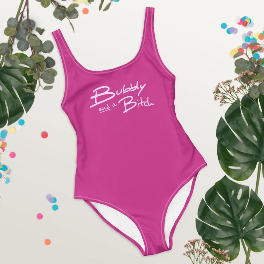 Bubbly and a B*tch (duotone pink) one piece swimsuit product image (3)