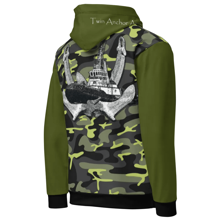 Green & Camouflage Twin Anchor Marco tug Hoodie product image (8)
