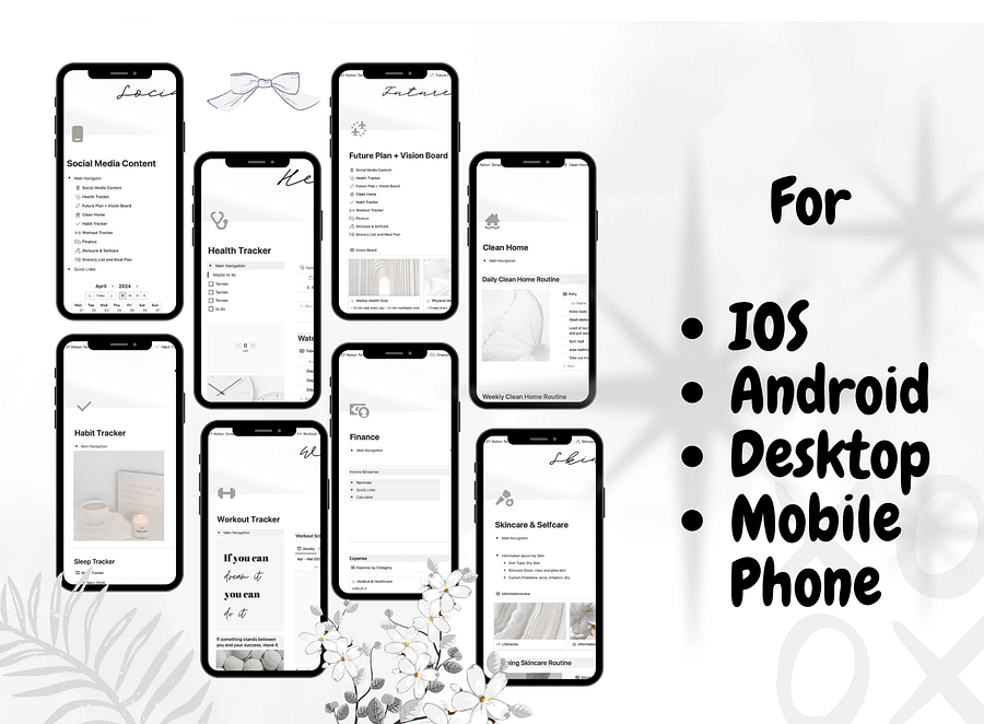 White minimalistic Weekly Notion Ultimate Financial Planner, Financial Deadline Daily Planner product image (6)