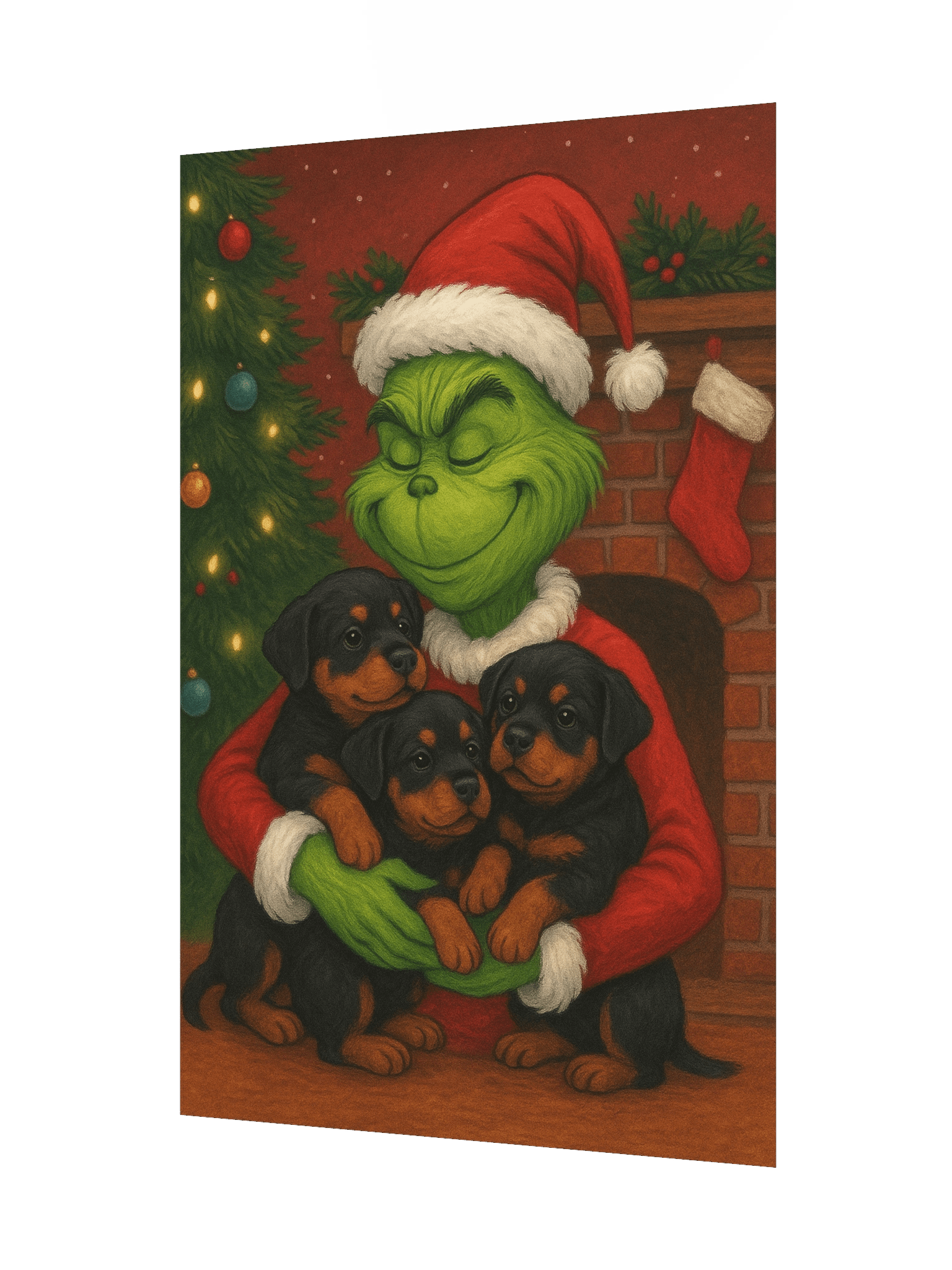 Grinch & Rottweiler puppies Festive Poster product image (9)