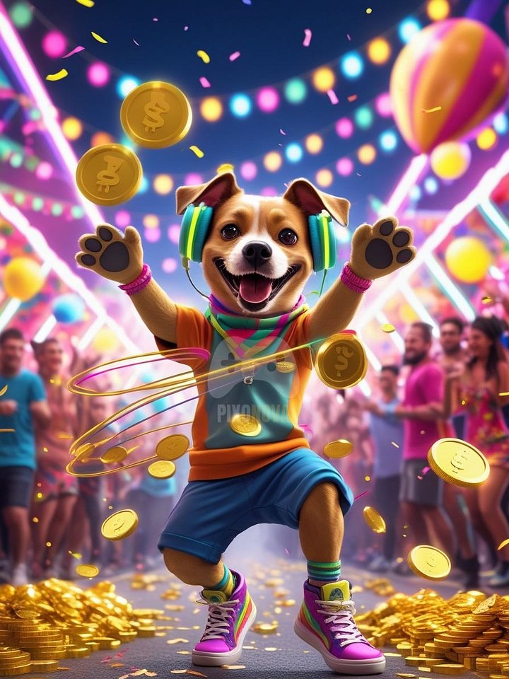 Pixel Party Parade – Track 3: Coin Carnival (Dog Mascot Edition) | 896x1344 px | 4 Variations | PNG + PDF product image (1)