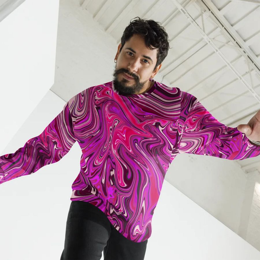 Sweatshirt - Pink and Purple Digital Fluid Art product image (11)