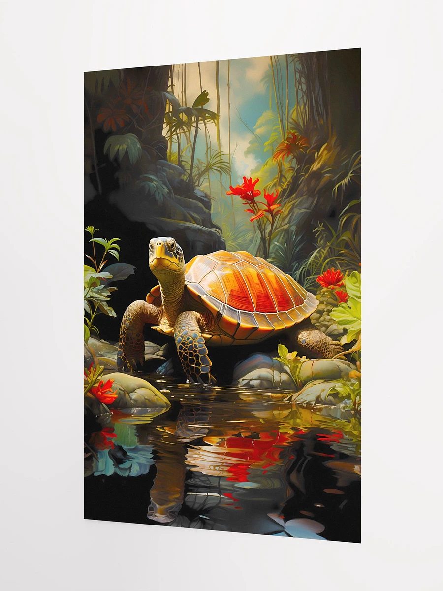 Turtle Basking in the Sun in Tranquil Waters in Jungle Matte Poster product image (5)